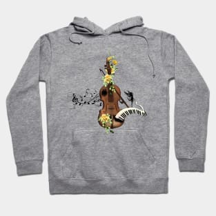 Wondeful violin with piano and flowers Hoodie
